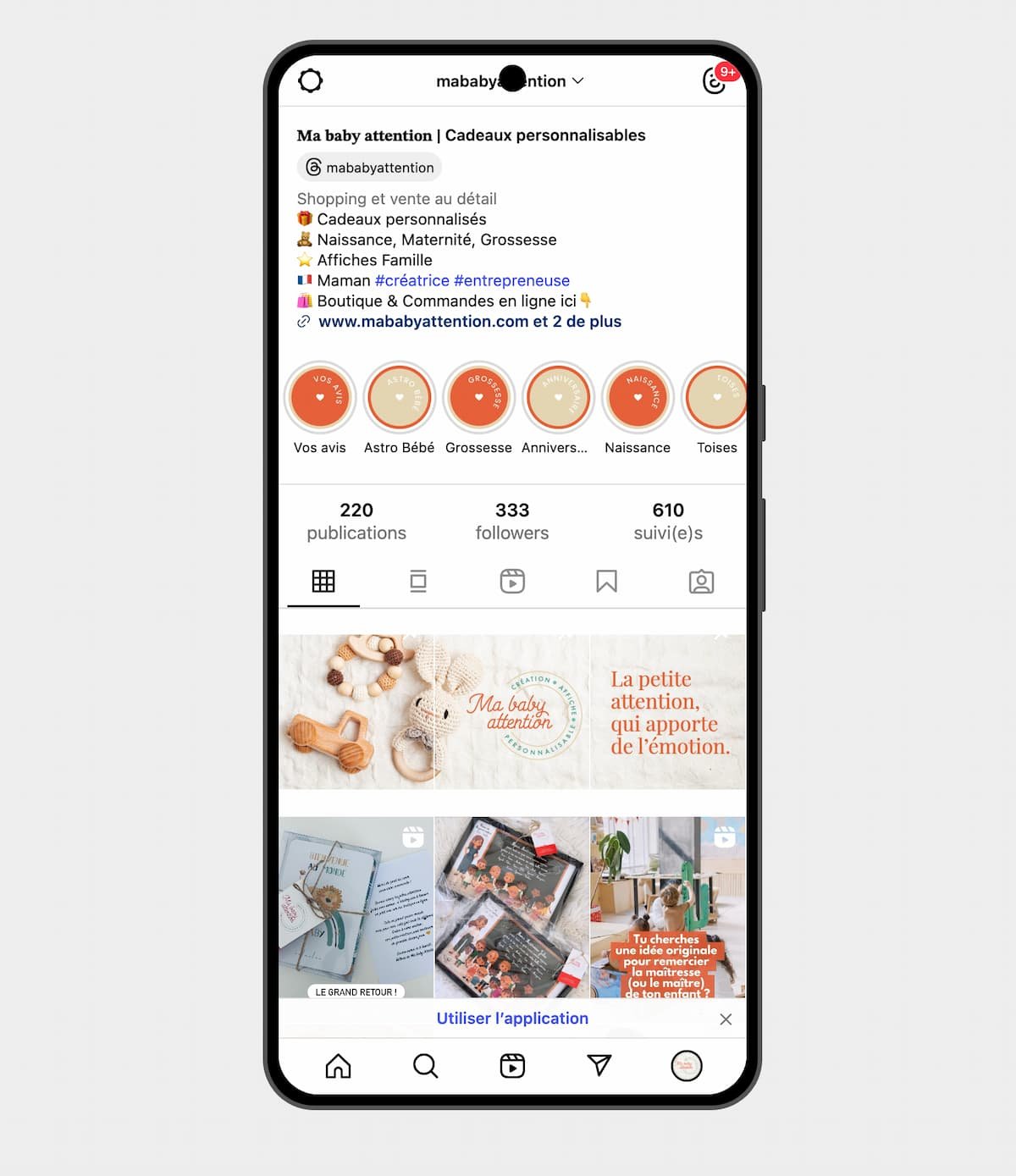 page instagram ma baby attention